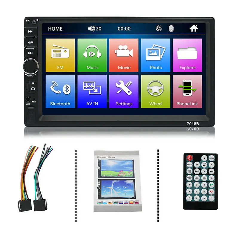 high quality with rear view camera Black 7 Inch 2 Din Car Player HD Bluetooth Radio MP4 USB/FM TF touch screen