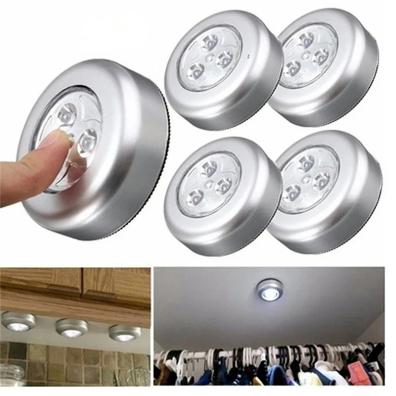 3 LED Light Touch Control Night Light Stairs Mini Wireless Night Lamp Battery Powered Wall Lamp Kitchen Cabinet Closet Lighting