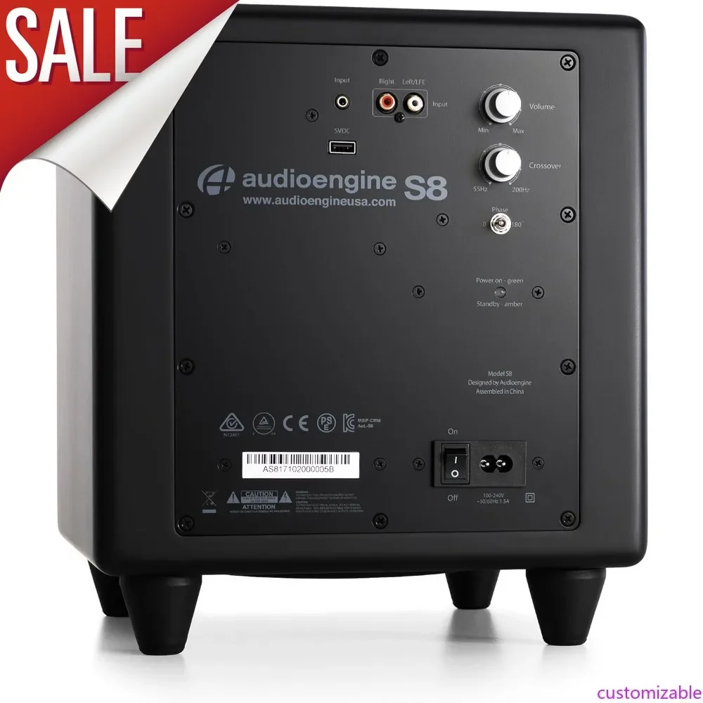 

Настраиваемый сабвуфер S8 с питанием от сети - 250 Вт, 8-дюймовый домашний сабвуфер со встроенным усилителем и двумя аудиовходами для домашней аудиосистемы