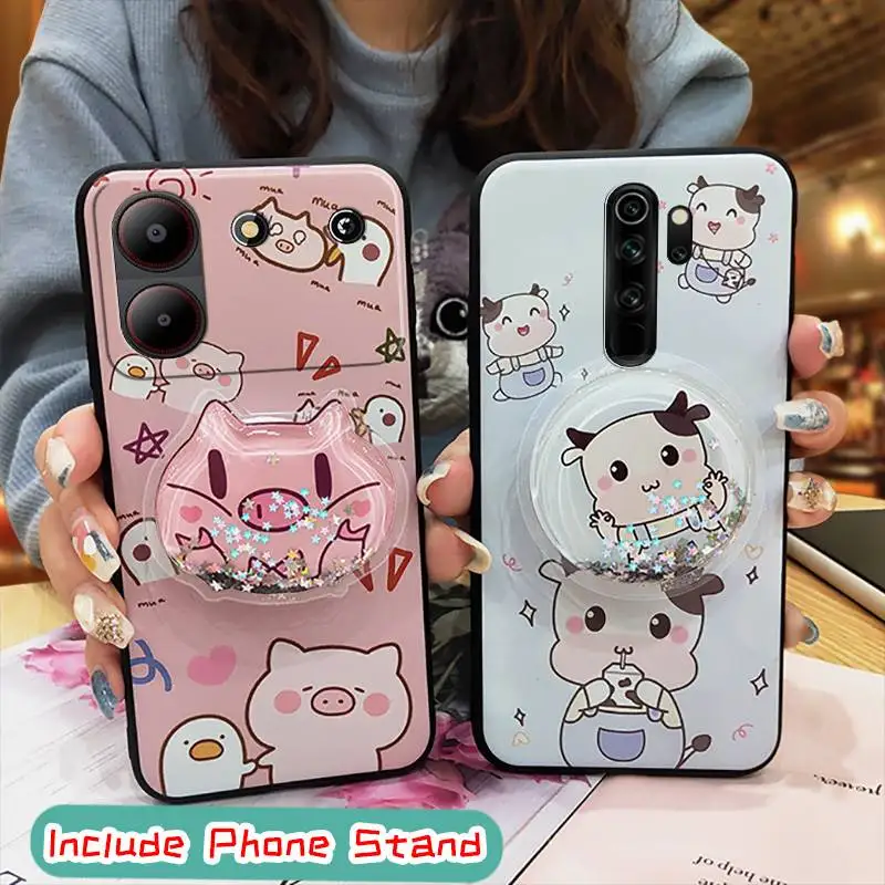 Rotatable stand Kickstand Phone Case For ZTE Blade A54 Skin feel silicone Durable TPU Back Cover Dirt-resistant cute