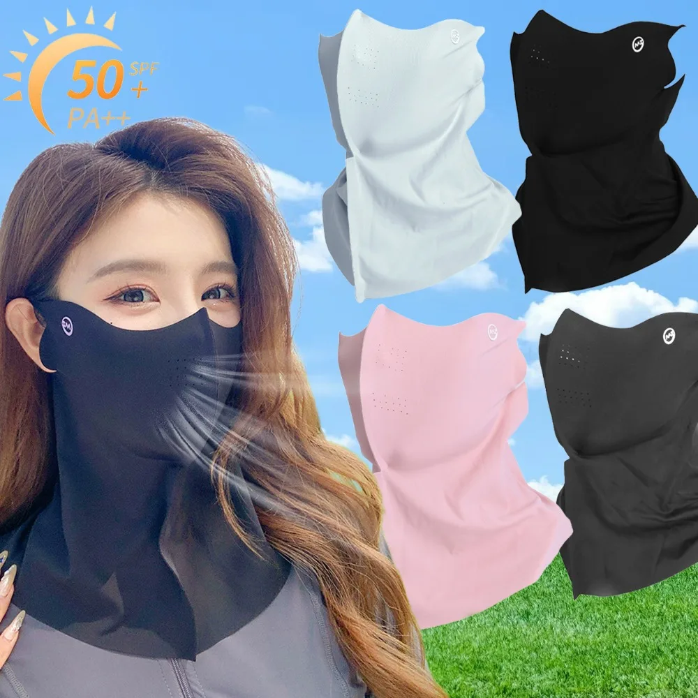 1/2Pcs Sunscreen Ice Silk Mask Summer Women Men Outdoor Neck Wrap Cover Sports Sun Proof Ice Silk MaskThin Breathable Face Scarf