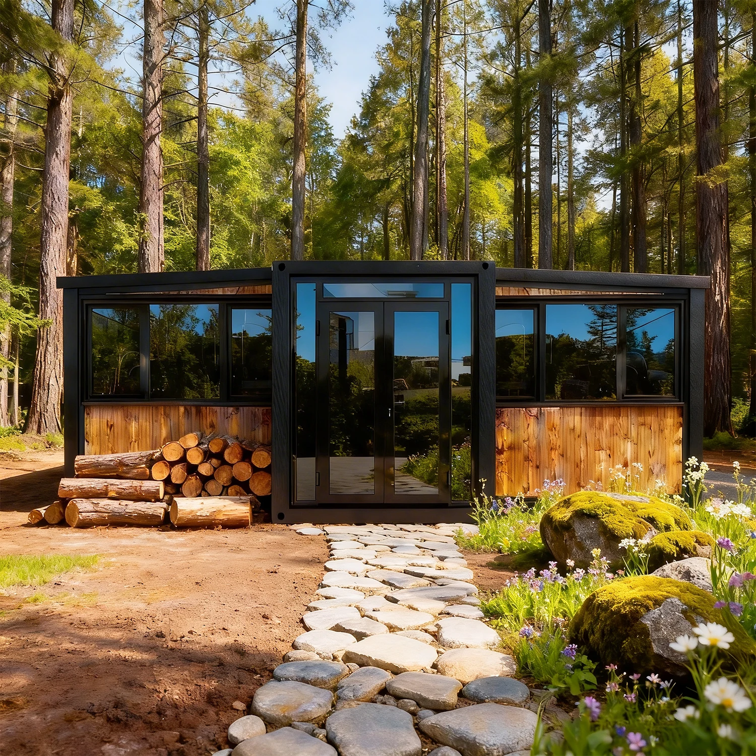 40ft Hurricane Proof Prefab Container House 4 Bedrooms Kitchen Dining Steel Structure Quick Assembly Eco-Friendly