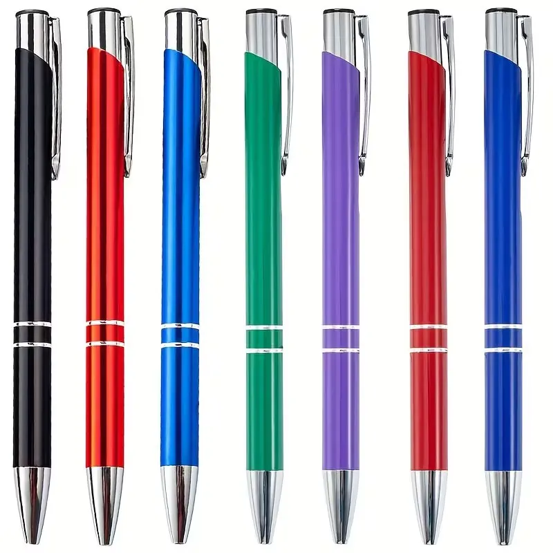 9Pcs Retractable Ballpoint Pens with Metal Multi-Color Pens and Black Ballpoint Refills, Customizable with Engraved Text, Wedding Date, Birthday Date, and Other Special Dates, Office and School Supplies, Study Stationery, Company Business Pens, Daily Writing Tools Suitable as Gifts for the Back-To-School Season, Graduation Season, Teacher's Day, Commemorative Gifts, and Promotional Pens.