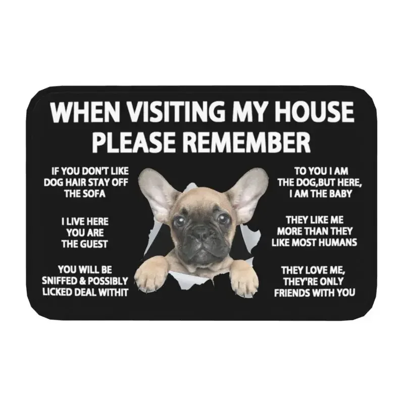 Cute French Bulldog Front Door Mat Anti-Slip Outdoor Waterproof Frenchie Dog Doormat Living Room Entrance Rug Carpet