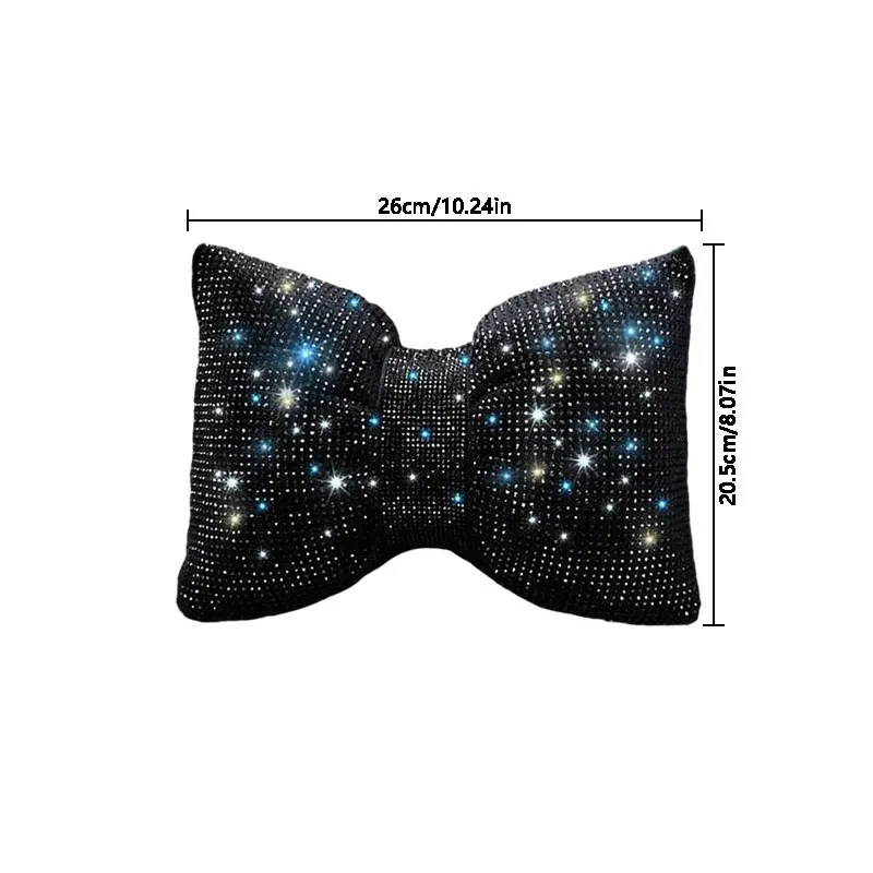 1PC Diamond Crystal Bowknot Car Neck Pillow Rhinestone Auto Headrest Seat Support Waist Pillows Bling Car Accessories for