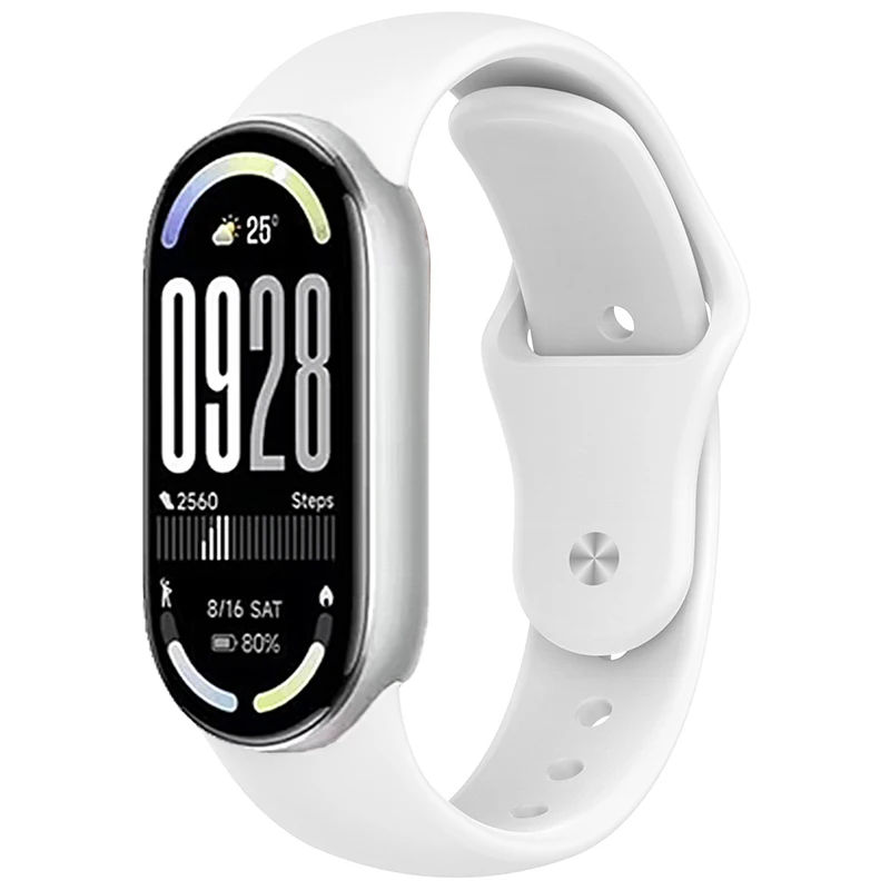 Pulseira de silicone para xiaomi band 10/9/8, pulseira macia e confortável com fivela de metal para miband 9 10 nfc, pulseira de substituição