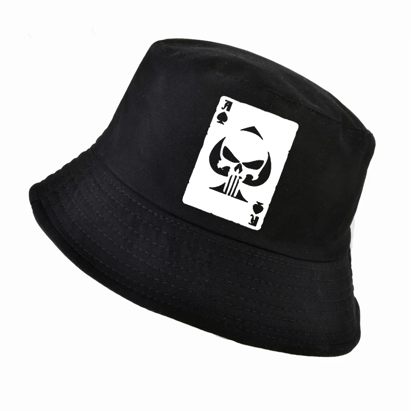 

Men Women bucket hat Ace Of Spades Old Playing Card Punisher cap For Men Unisex Outdoor Sunhat gorra