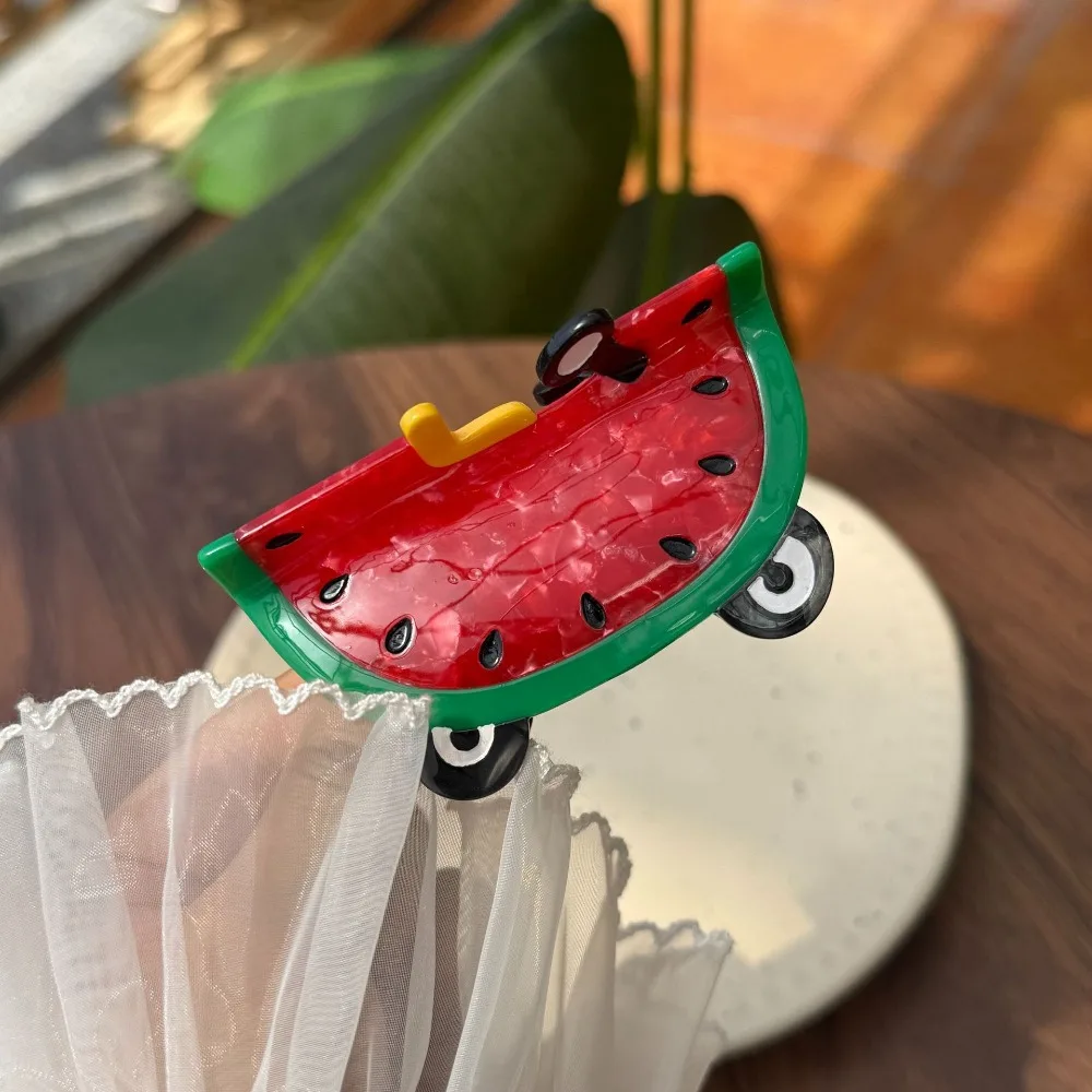

Waterproof Acetic Acid Hair Claw Watermelon Chili Creative Car Shark Clip Korean Style Banana Acrylic Hair Accessories Daily
