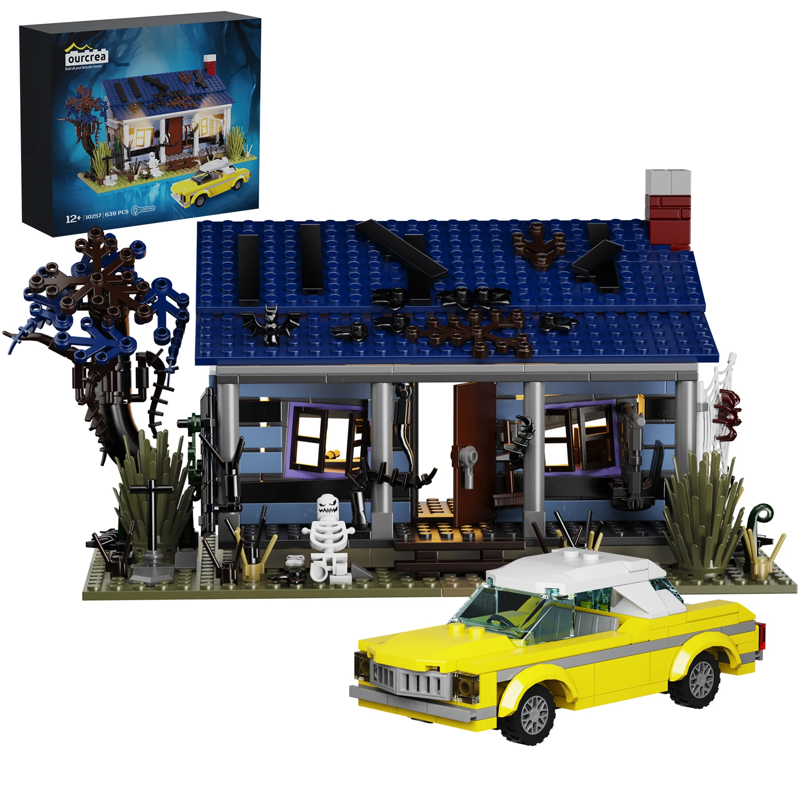

Haunted House Building Blocks Set Evil Movie Hut Architecture Bricks Toys Halloween Gifts for Adult and Kids (639 Pcs)