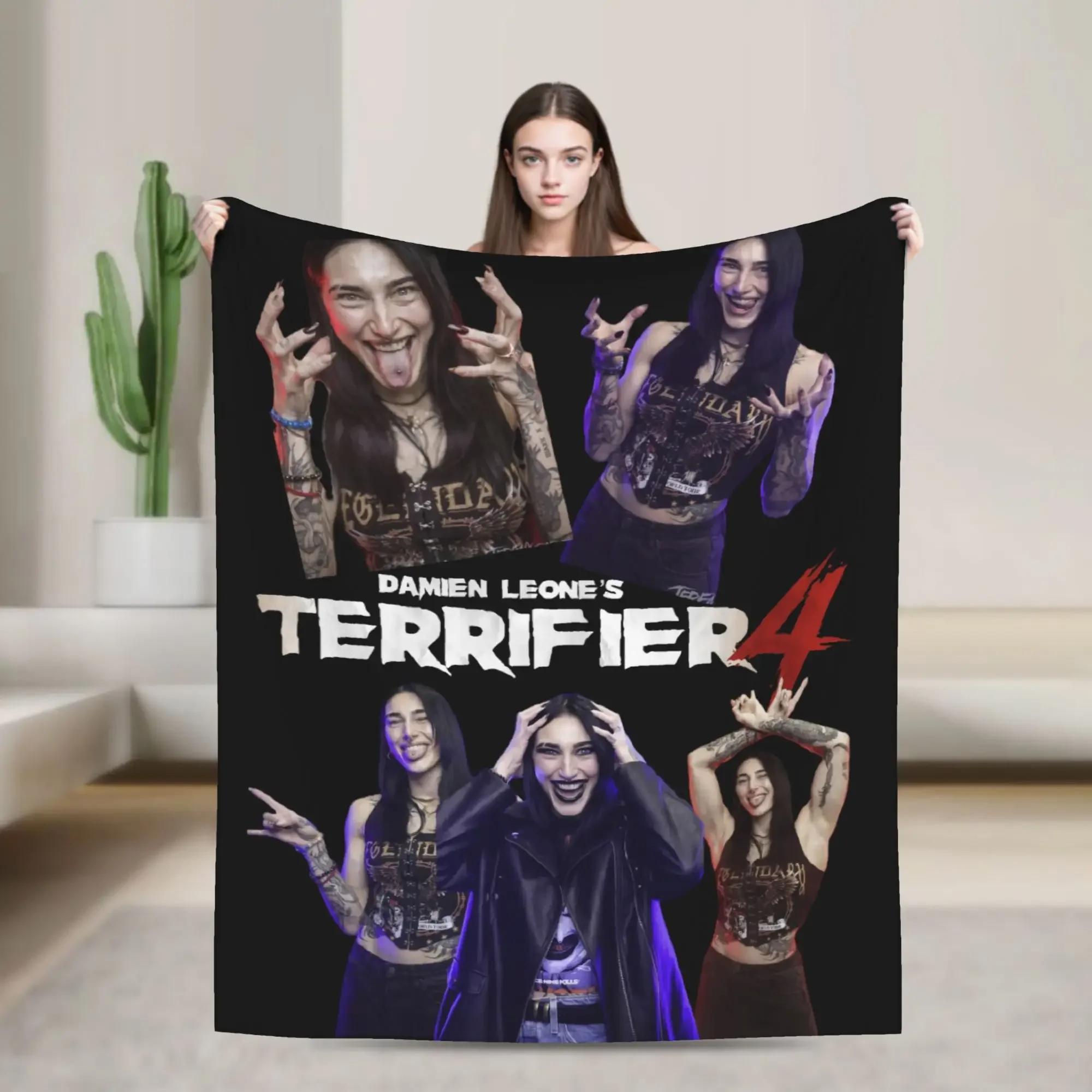 

Плюшевое одеяло Terrifier x Rhea Ripley для детей и взрослых, мягкое фланелевое покрывало для гостиной, теплое, качественное, на заказ