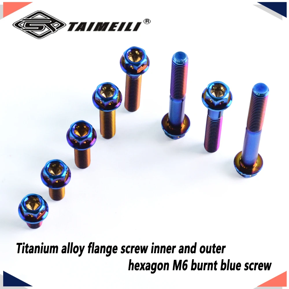 TAIMEILI Titanium alloy flange screw inner and outer hexagon M6/10/15/20/25/30/35/45/50/60mm burnt blue motorcycle repair screw
