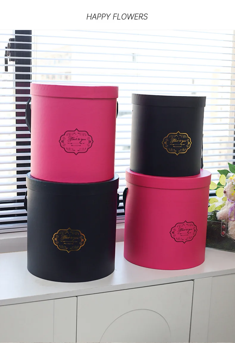 Valentine's Day Flower Packaging Box Round Flower Handheld Cylinder Hugging Bucket Mini Flower Bucket Gift Box