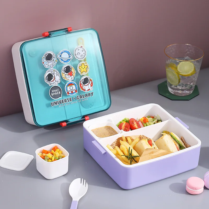 Spaceman lunch box, large capacity, portable, microwave oven, student lunch box, split lunch