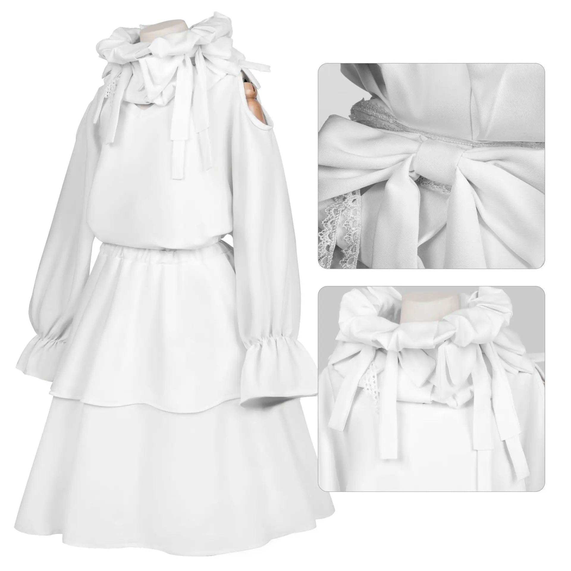 

Белая девичья детская пижама, игра на Хэллоуин, карнавальный костюм, аниме, карнавальный костюм, аниме, сценический костюм для косплея Молодой Sua