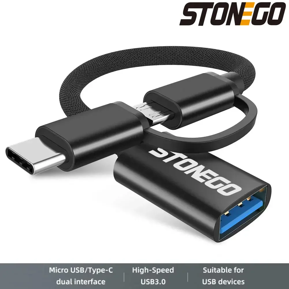 STONEGO 2 in 1 OTG Type C Cable Adapter USB To Type C Adapter Connector for Xiaomi Samsung Huawei OTG Data Cable Converter