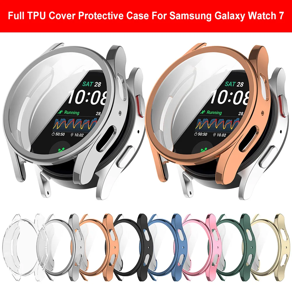 Soft TPU Full Cover For Samsung Galaxy Watch 7 40mm/44mm Screen Protector Bumper Shell Shockproof Protective Bumper Cover Case