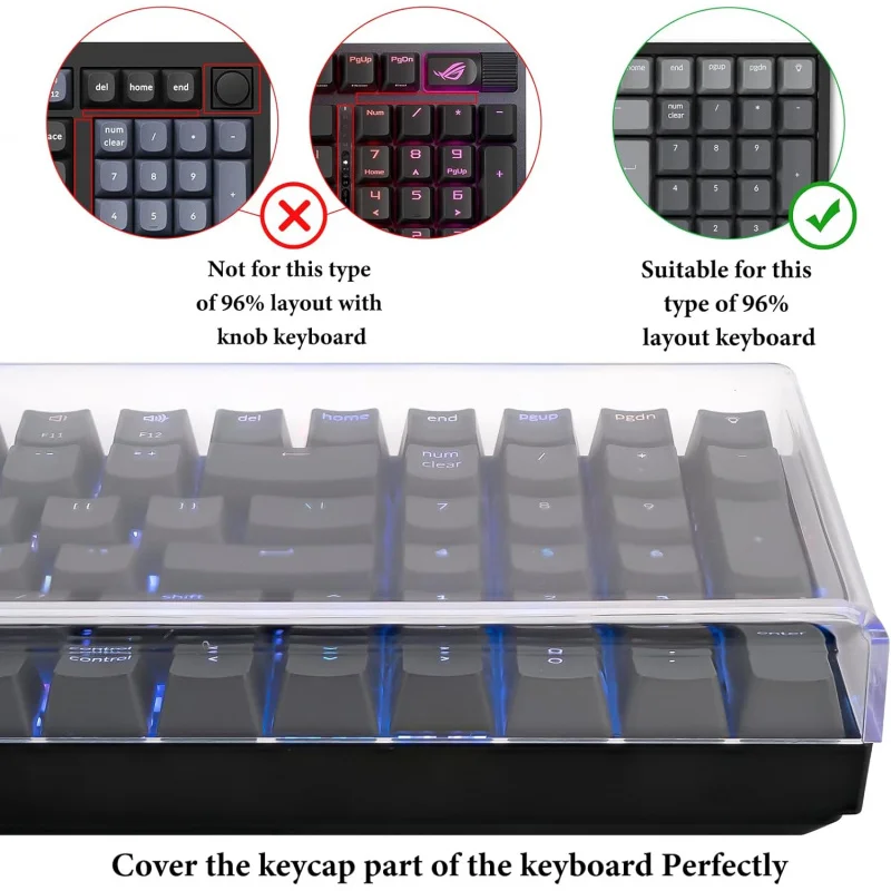 Geekria Keyboard Dust Cover Compatible With Keychron K4 Nuphy Halo96 V2 LOFREE Flow Lite 100 Keys Clear Acrylic Keypads Cover