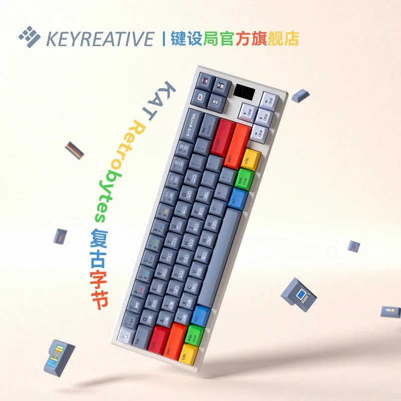 

Retrobytes Theme Keycaps Set Customized PBT Sublimation KAT Profile Keyboard Caps for Gaming Mechanical Keyboard Accessories