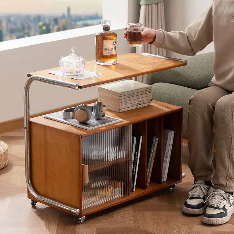 Movable Sofa Side Table Coffee Table Side Cabinet Antique Trolley Living Room Side Cabinet Small Table Bedroom Bedside Table