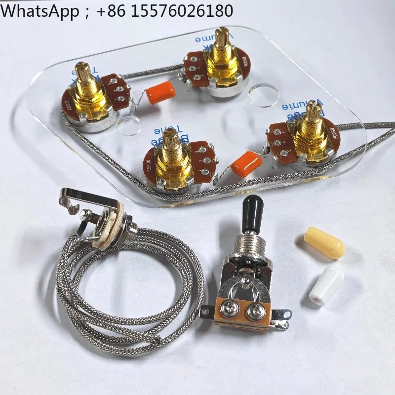 Style Guitar 2T2V Preassembled Wiring Harness 500K 3-Way Switch Circuit Set