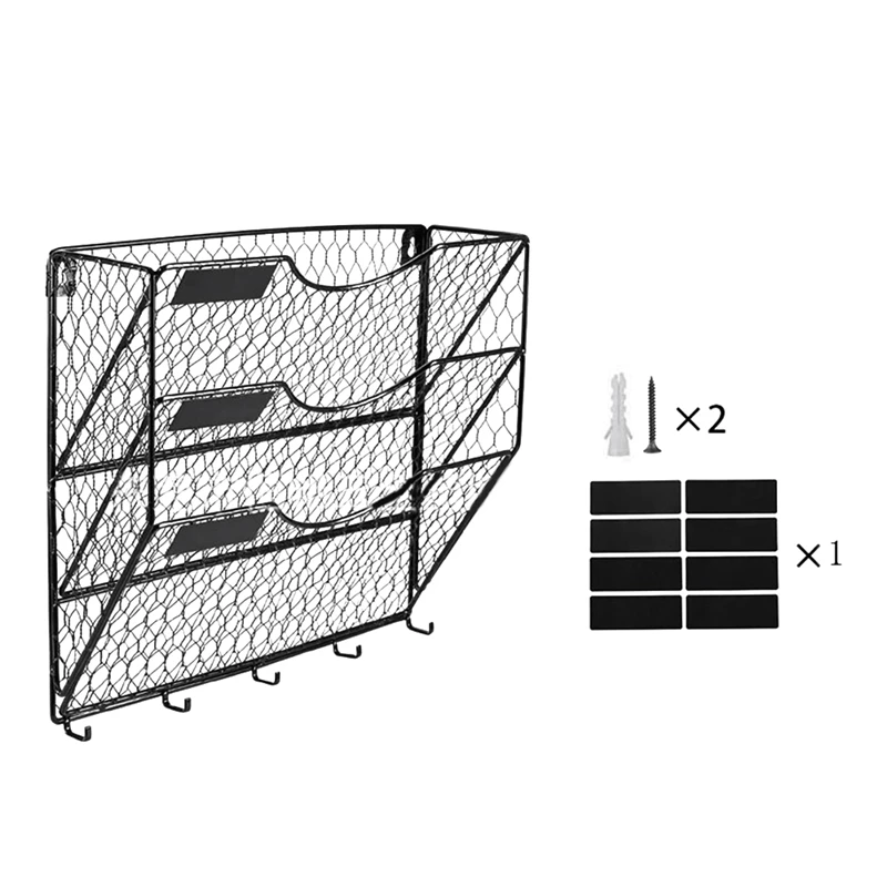 

3 яруса, металлический сетчатый органайзер для файлов, подвесная почтовая стойка с крючками, Офисная сортировочная корзина для документов, документов