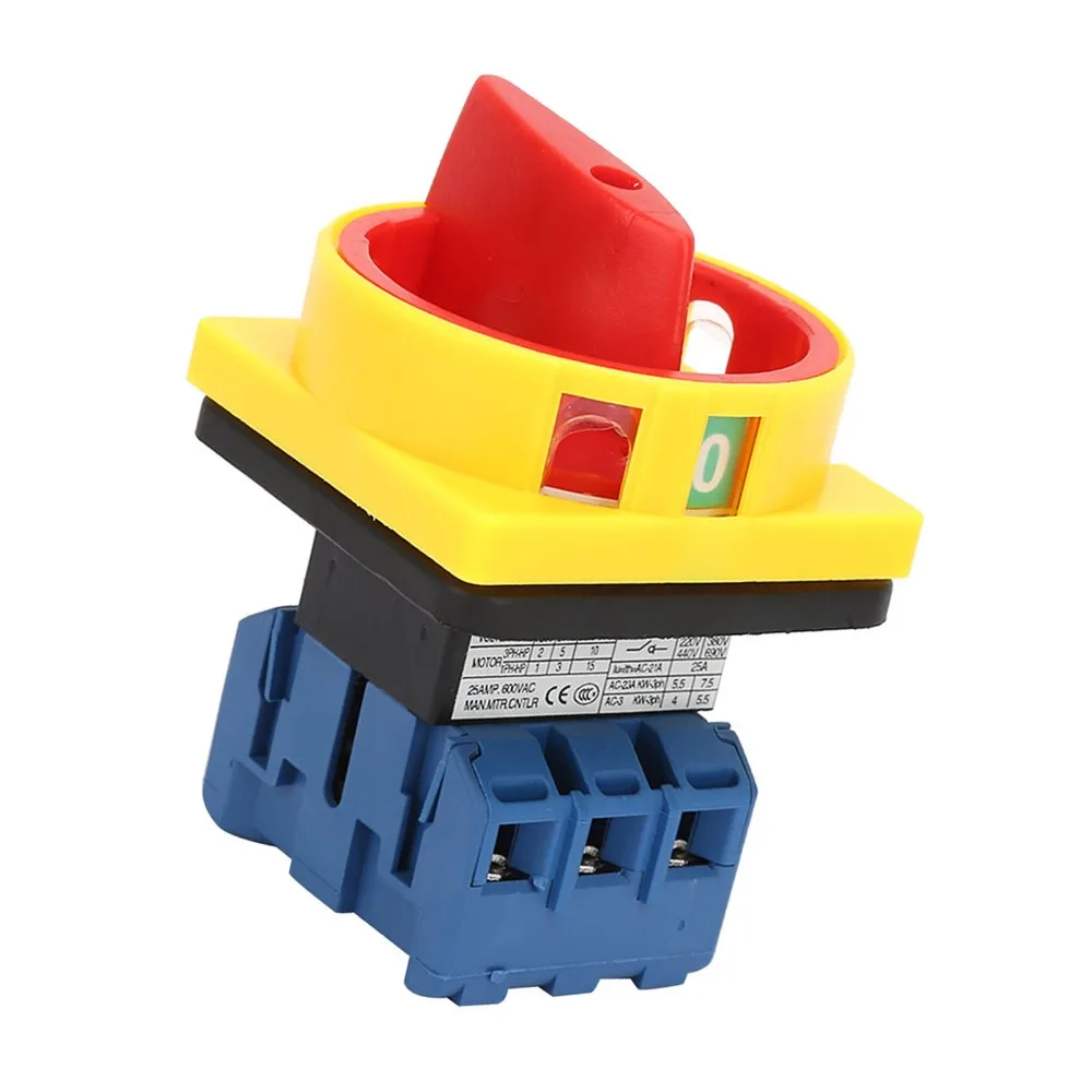 

25A/32A Load Load Circuit Breaker Switch 65*65*95mm 2-Position Load Circuit Breaker, Rotary Switch High Current 3-Pole