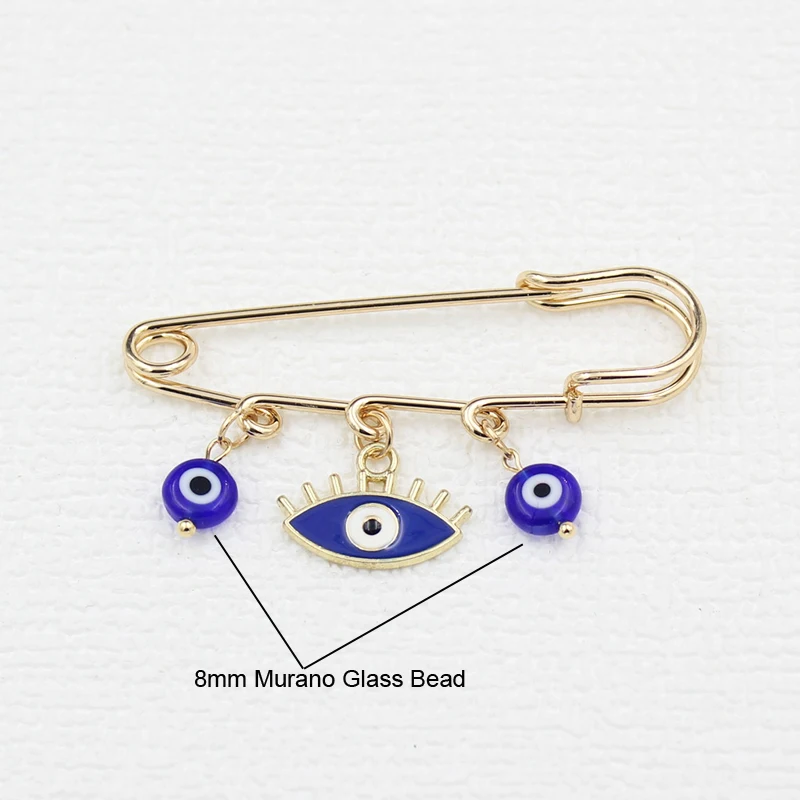 Evil Eye Safety Pin Aqua Pink White Red Blue Glass Bead Evil Eye Brooch for Friends Family Gift Lucky Jewelry Badge New Arrival