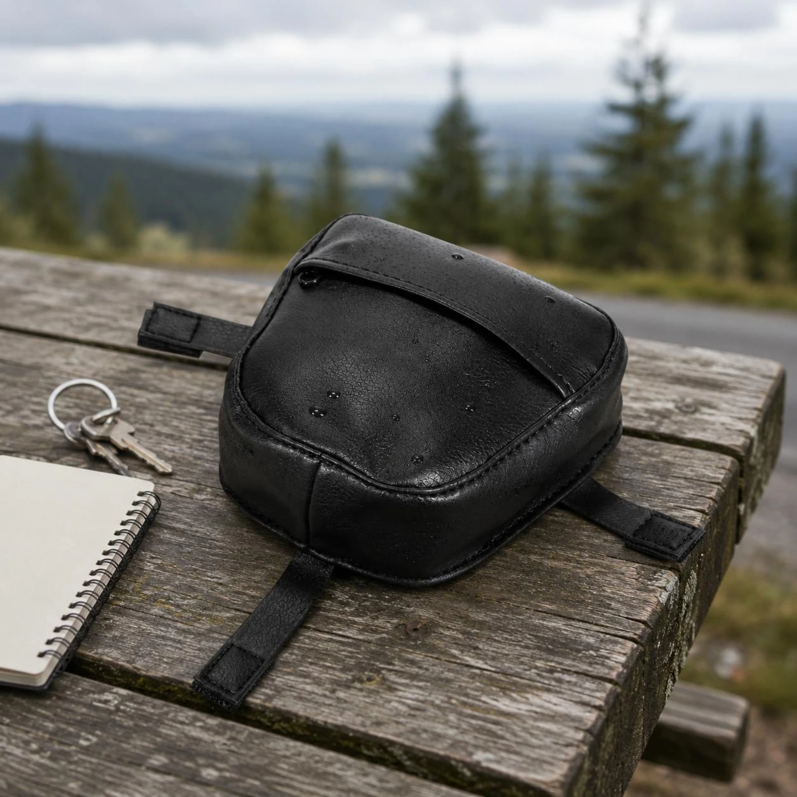 Picture 7: Motorcycle Fuel Cell Bag Stitched Flap Fuel Cell Bag Motorcycle Leather Pouch Compact Stylish