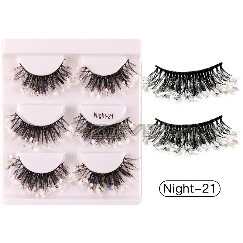 3D Shining Colored Eyelashes Glitter Dramatic Volume Glow Russian Color Fluffy Lashes For Cosplay Halloween Party Rainbow Cilias