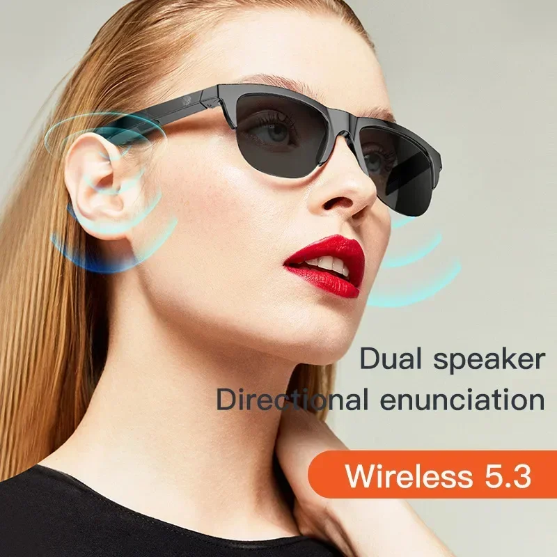 Smart Bluetooth V5.3 occhiali da sole occhiali chiama cuffie sportive all'aperto HIFI Black Technology Anti-touch UV per uomini e donne