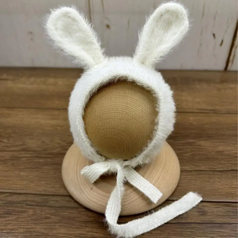 Q81A Baby Photo Costume Knitted Rabbits Jumpsuit and Hat Baby Photoshoots Photo Posing Outfit Newborn Photography Accessories