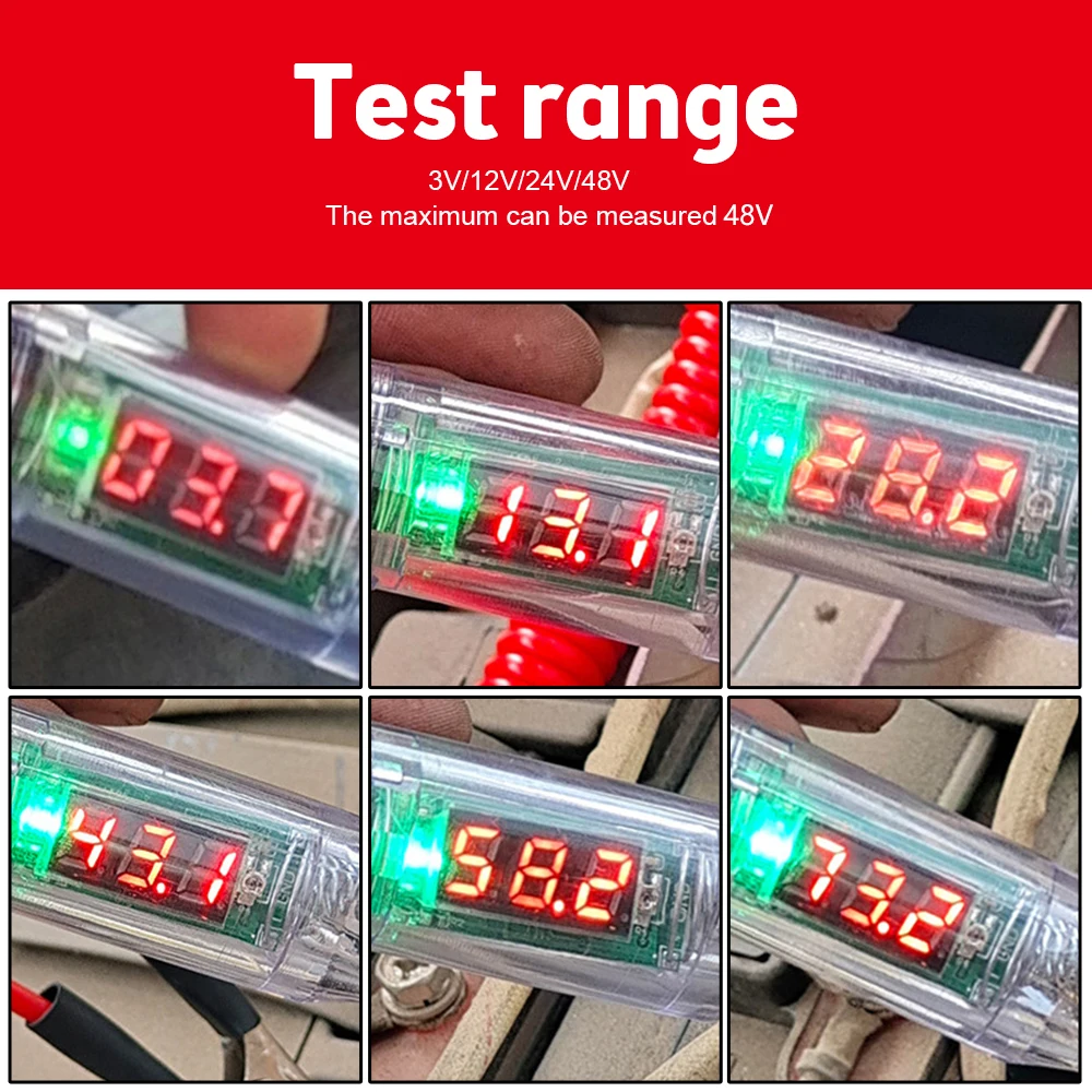 DC3-48V Voltage Tester Pen LCD Digital Display Voltage Measuring Pen Car Circuit Tester Auto Repair Tools