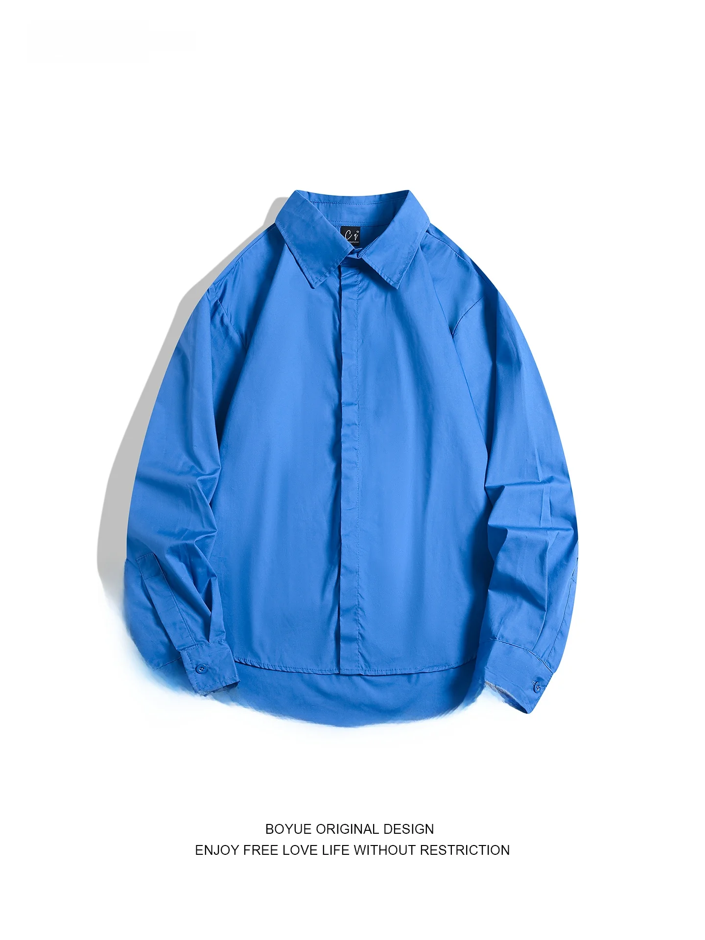 

Boyue Korean Sle Long Sve Casual irt Pure Color Men's Faionable Loose Fit irt Ele Simple High-End Feeling
