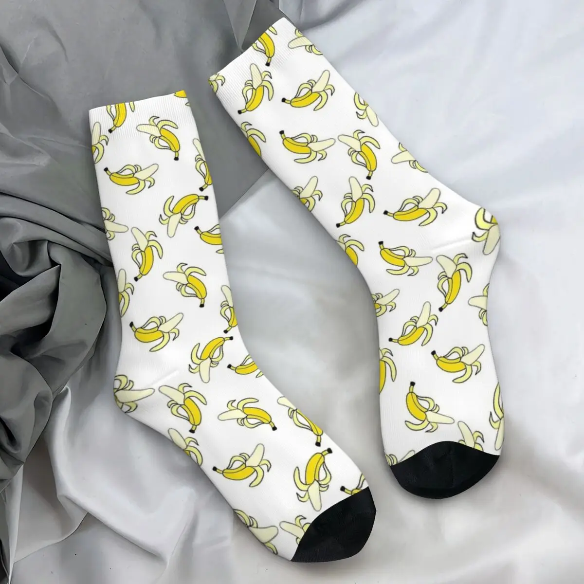 Fruit Banana Pattern Socks Autumn Yellow Stockings Funny Men Warm Soft Socks Graphic Running Sports Anti-Slip Socks