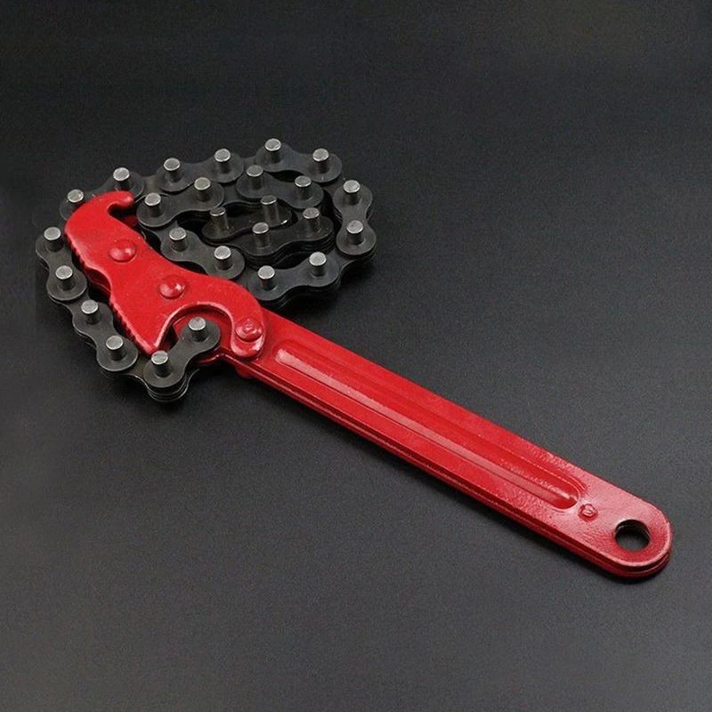 1pc ヘビーデューティラチェットチェーンレンチ可逆オイルフィルターツールパイプ継手ツールフィットオイルフィルターチェーンレンチプライヤー