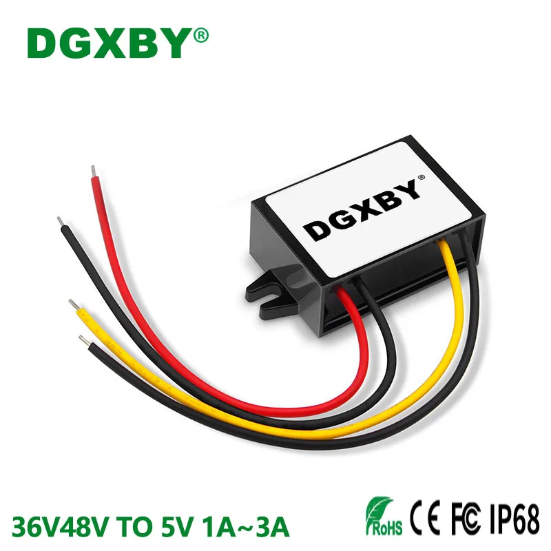 

DGXBY 24V/36V/48V TO 5V 1A 2A 3A DC Power Buck Converter 8V~58V to 5V Vehicle Equipment Regulator Module CE RoHS Certification