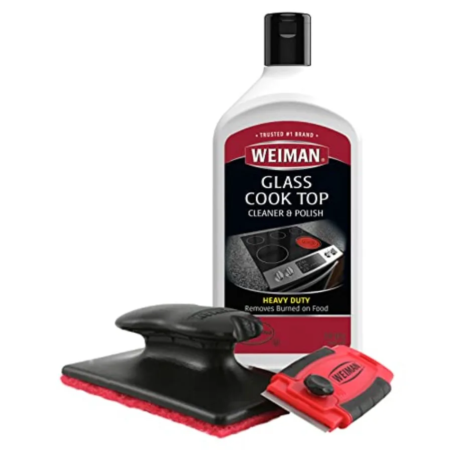 

Glass and Ceramic Cooktop, Stove Top and Oven Cleaner Kit Kitchen Cleaner Cream, 3 Scrubbing Pads and Scraper for Burnt-On Food