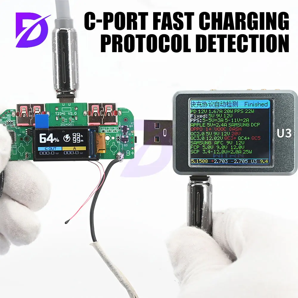 22.5W Fast Charging Module TFT Color Screen Digital Display Mobile Power 3.7V Ternary Lithium Battery Motherboard DIY Rechar