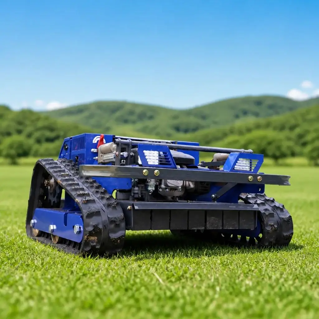 Customized CE EPA Heavy-Duty Electric Crawler Remote Control Robotic Mower 4-Position Height Adjust LED Headlight for Lawn