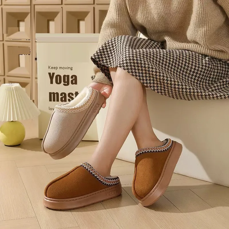 Plush platform slippers