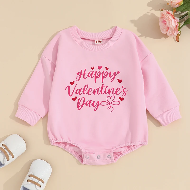 

Infant Girl Bodysuit with Long Sleeves and Round Neckline Featuring Printed Letters Ideal for Casual Wear in Fall and Spring