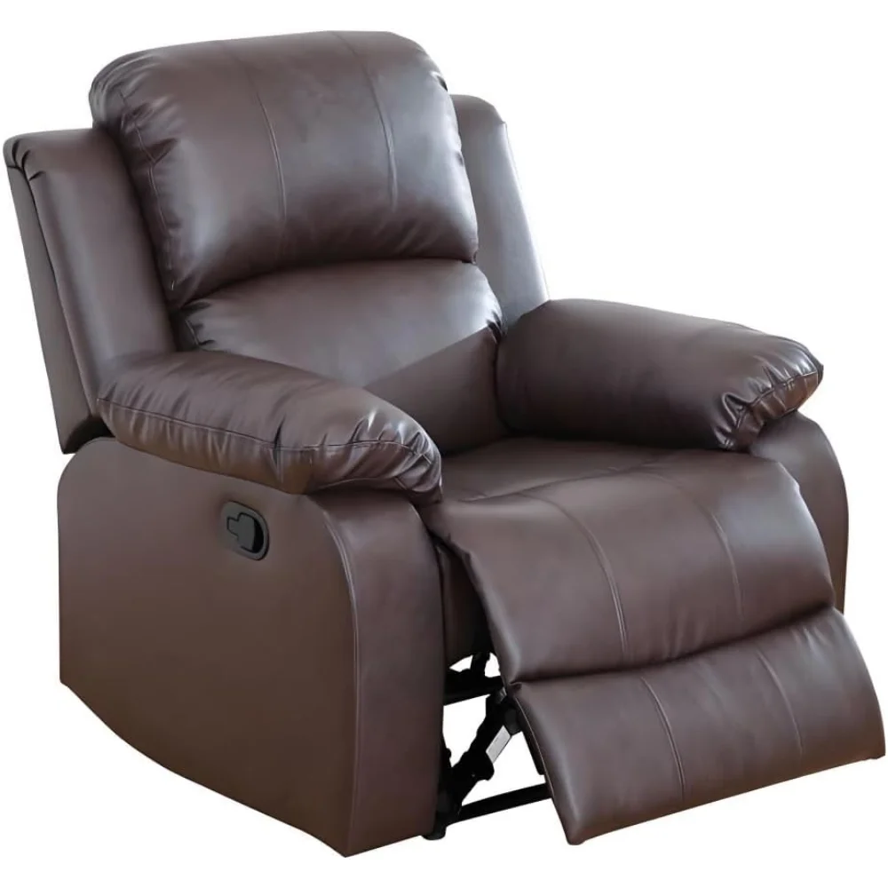 

Brown Leather Recliner Sofa Chair Home Theater Seating with Adjustable Backrest and Footrest, Modern Style, Overstuffed