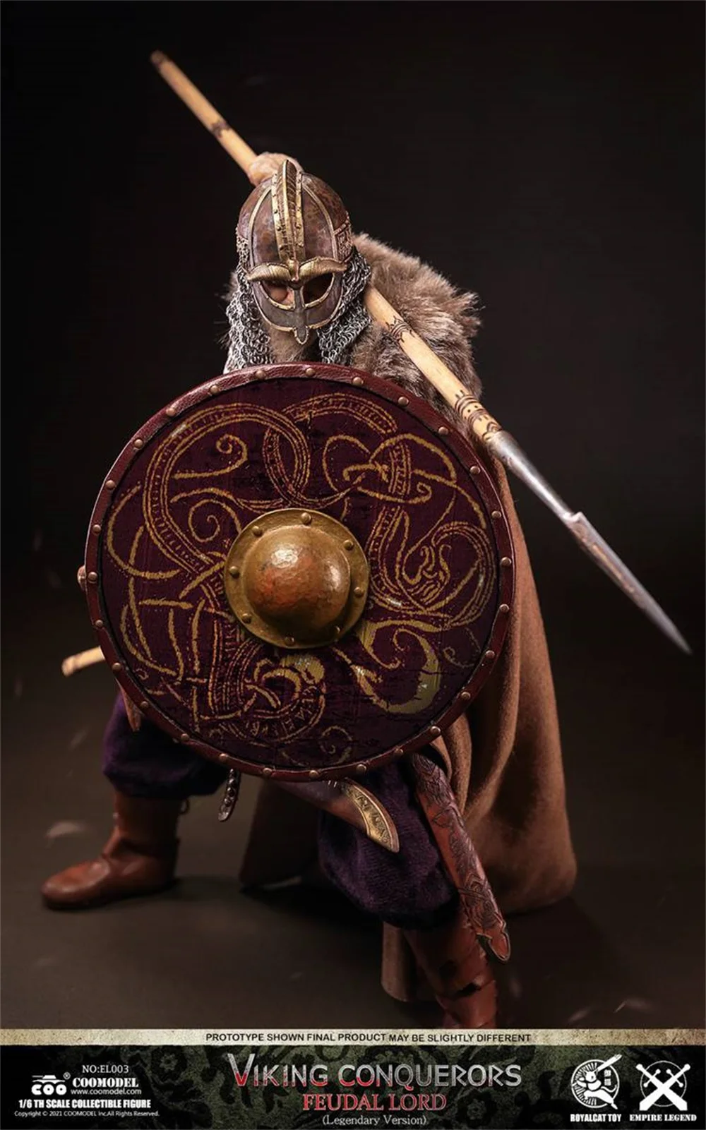 

1/6 COOMODEL EL003 Viking Conquerors Feudal Lord Legendary Version Conflict Shield Long Spear Model Fit 12" Action Figure DIY