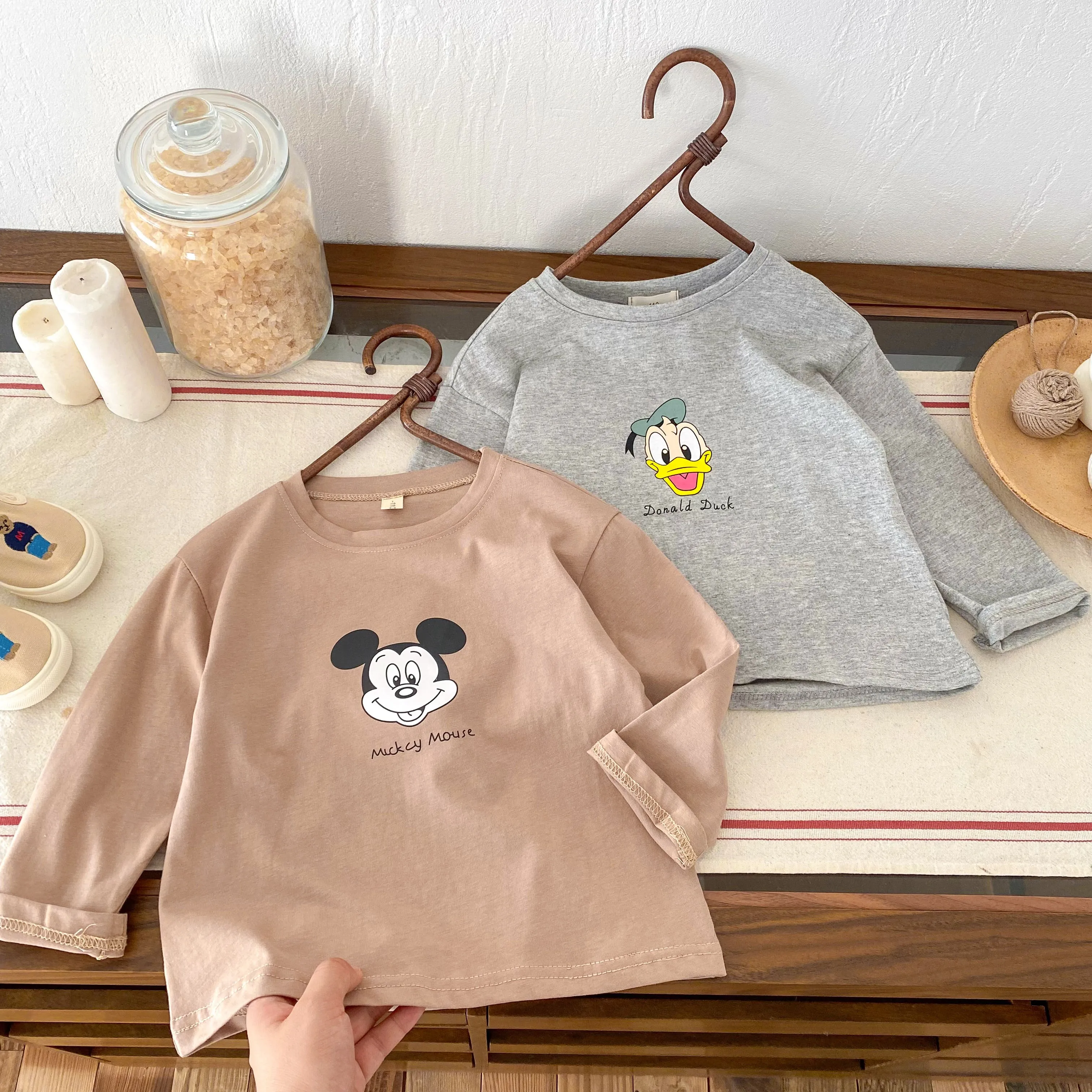 Donald Duck Pattern Baby Boys Tops Long Sleeve Tees Autumn Fashion Casual Crewneck Blouse Children's Clothes Bottoming Shirt