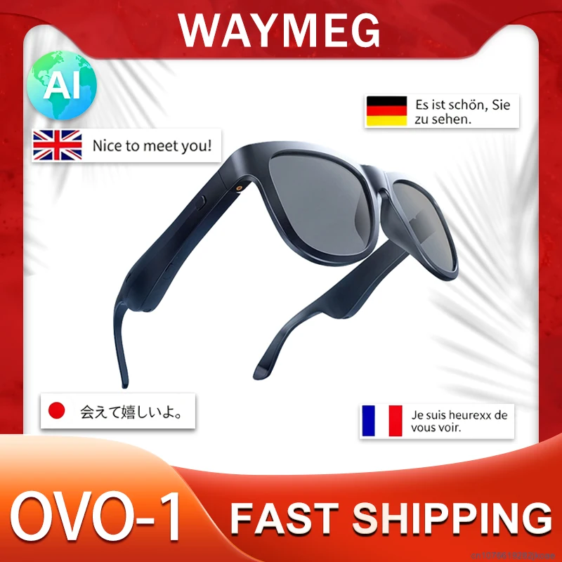 OVO-1 Smart AI Glasses Earphones Support Multiple countries Languages Automatic Voice Translation for Travel Business Meeting