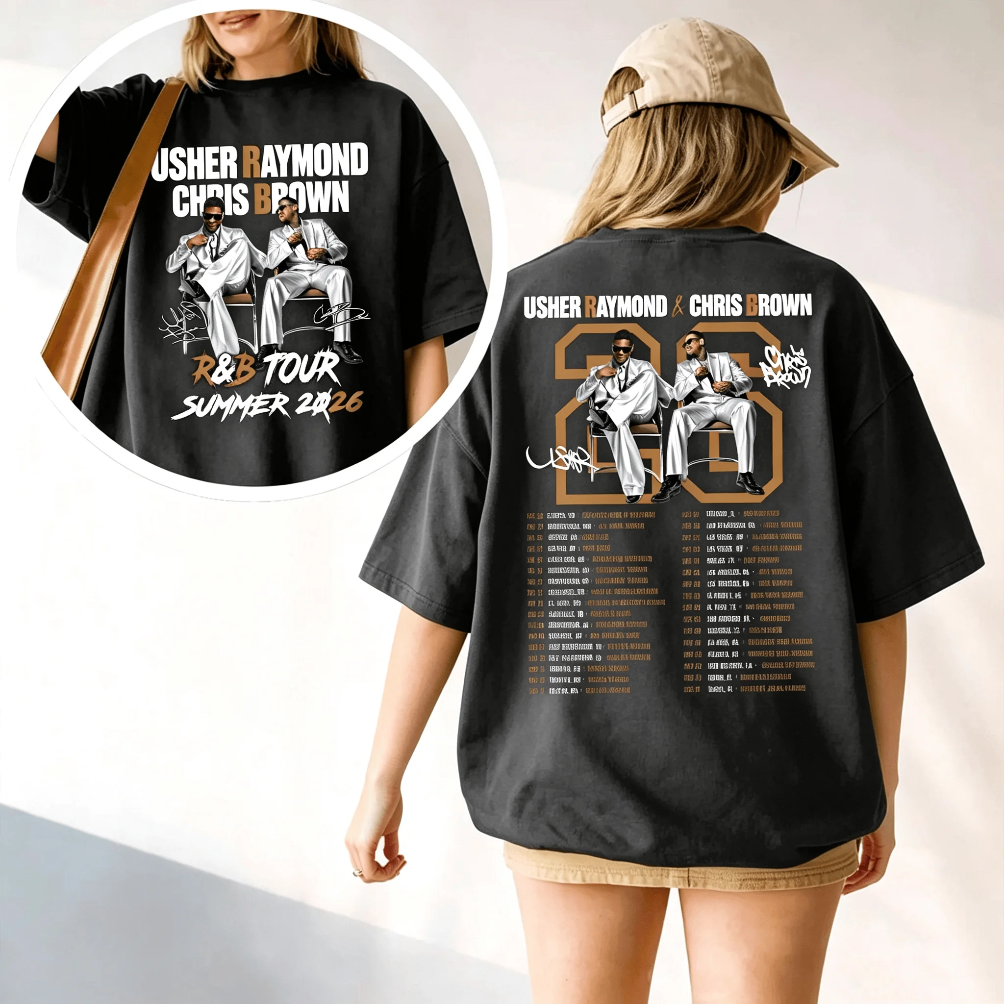 Usher Raymond X Chris Brown T-Shirt Raymond & Brown Konzert-Shirt 2026 Sommer Neu Herren Damen Baumwoll-T-Shirt Streetwear Y2K – Detail 5