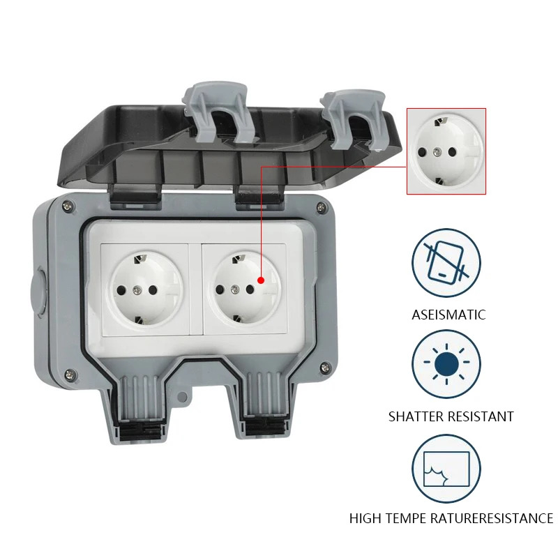 IP66 rainproof charging EU socket rainproof splashproof outdoor international universal power socket,South Africa 15A socket