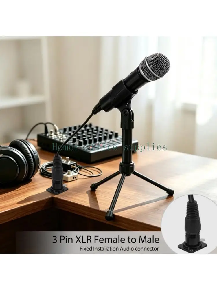K43B 3-Pin Female to Male Fixed-Mount Signal Coupler, 2-Piece D-Style Balanced Feed-Through Units for Stage Gear, Rack Mounts,