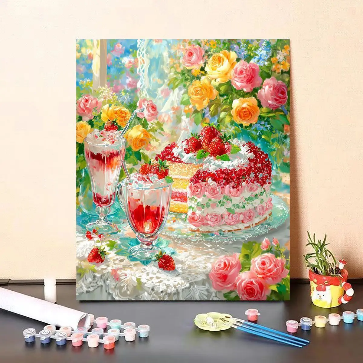 Acrylic Paint By Numbers Delicious Cake Painting By Numbers on Canvas Coloring By Number for Adults Paint Digital Art