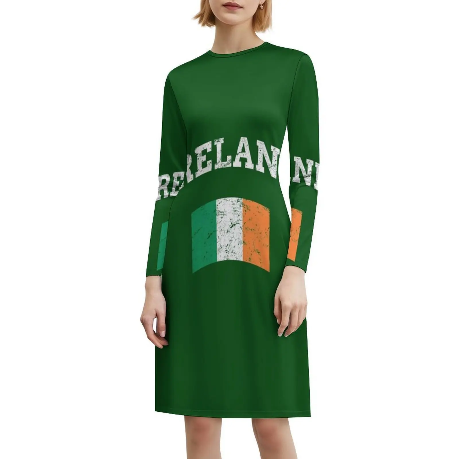 فستان بوهيمي عتيق من أيرلندا الأيرلندية Saint Day بأكمام منتفخة أو خيارات بدون أكمام للنساء فستان العلم الأيرلندي فخر الأيرلندي #6